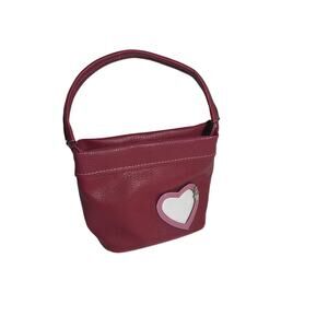 Vintage Y2K Liz Claiborne Red Leather Purse Heart Butterfly Charm Handbag Soft